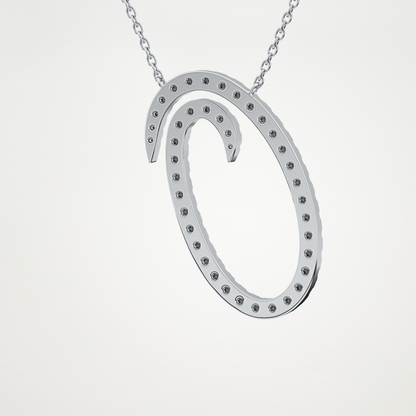 0.473 TCW Round Lab Grown Diamond O Initial Necklace