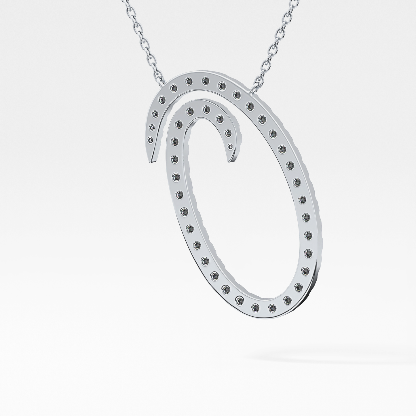 0.473 TCW Round Lab Grown Diamond O Initial Necklace