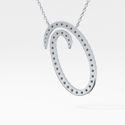 0.473 TCW Round Lab Grown Diamond O Initial Necklace