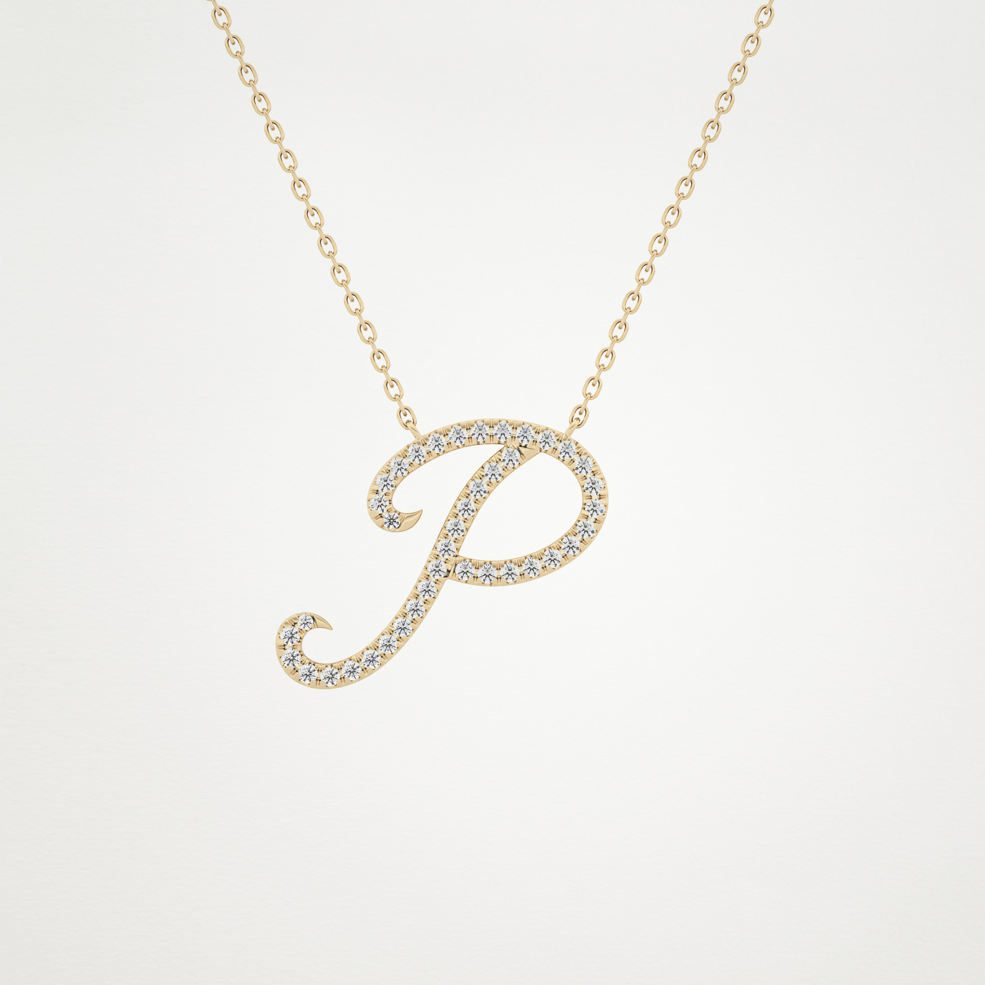 0.138 TCW Round Lab Grown Diamond P Initial Necklace