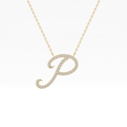 0.138 TCW Round Lab Grown Diamond P Initial Necklace