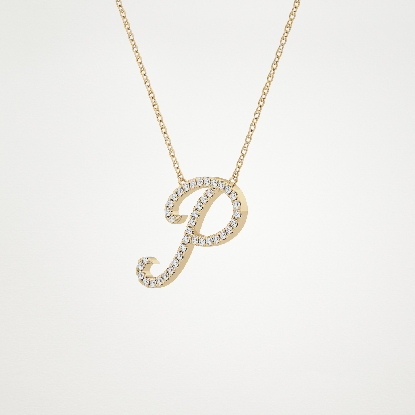 0.138 TCW Round Lab Grown Diamond P Initial Necklace