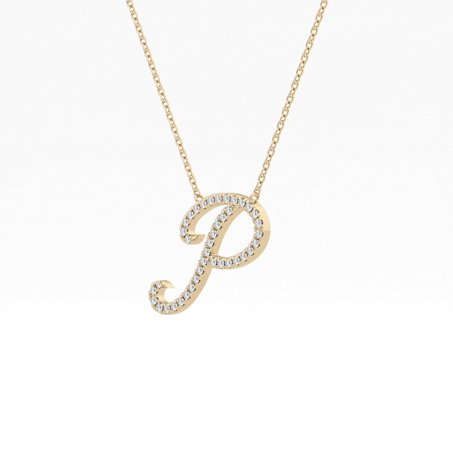 0.138 TCW Round Lab Grown Diamond P Initial Necklace