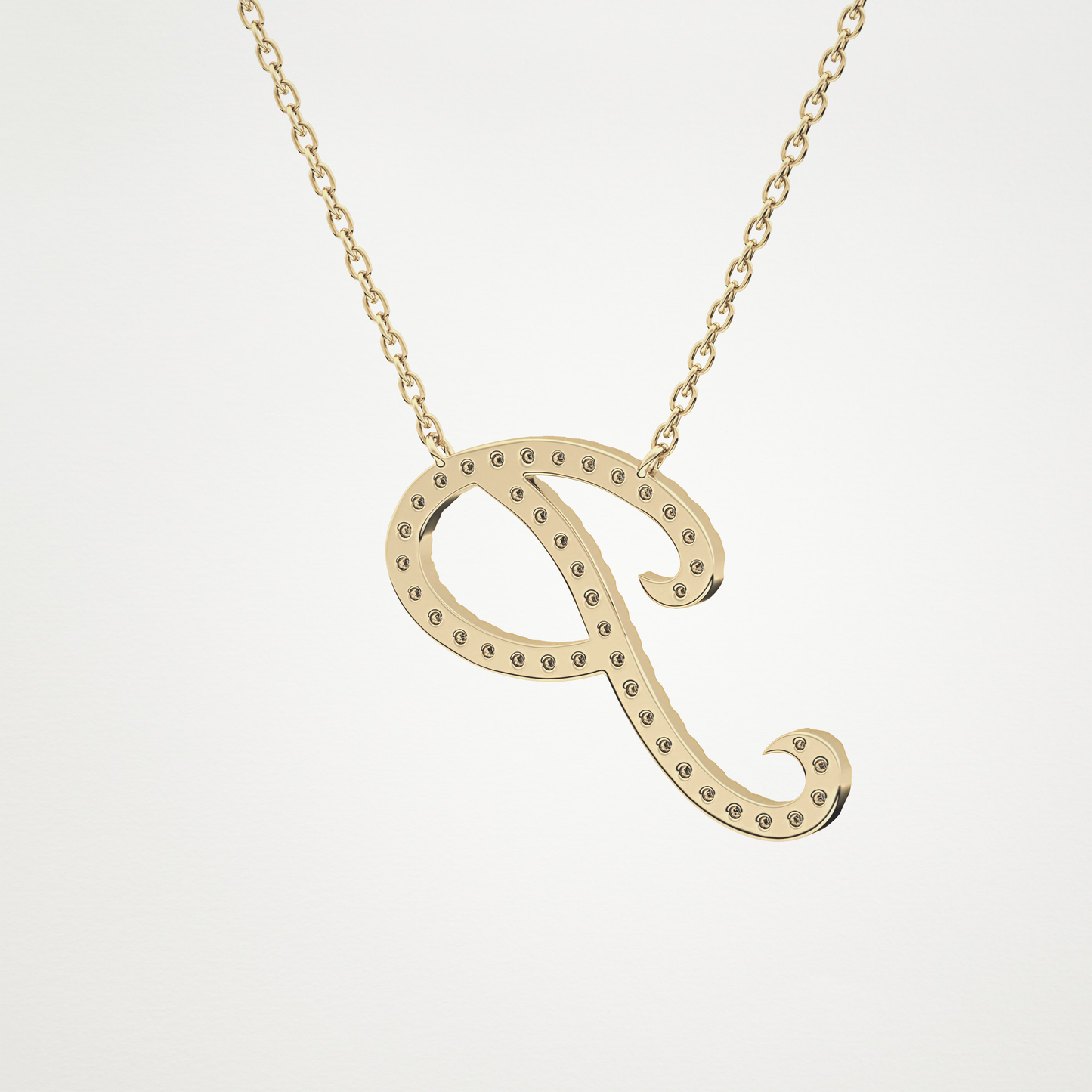 0.138 TCW Round Lab Grown Diamond P Initial Necklace