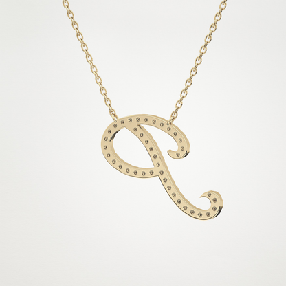 0.138 TCW Round Lab Grown Diamond P Initial Necklace