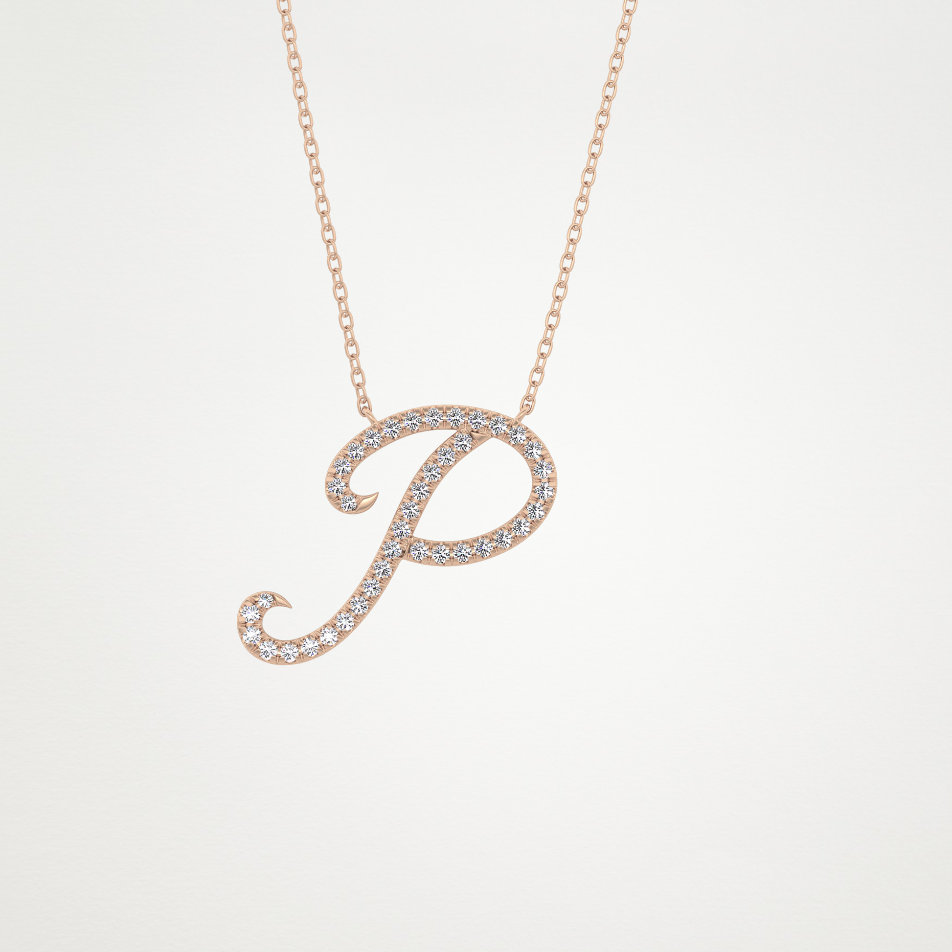 0.138 TCW Round Lab Grown Diamond P Initial Necklace