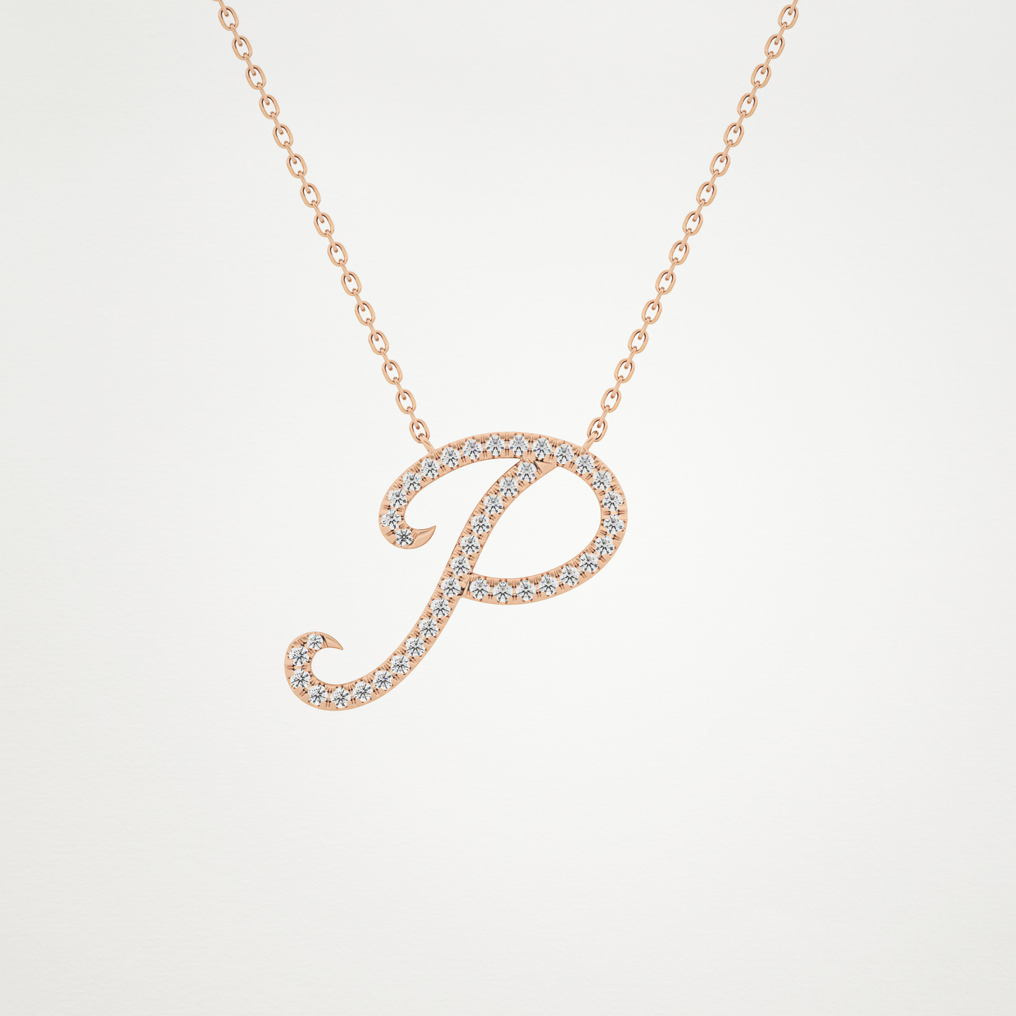 0.138 TCW Round Lab Grown Diamond P Initial Necklace
