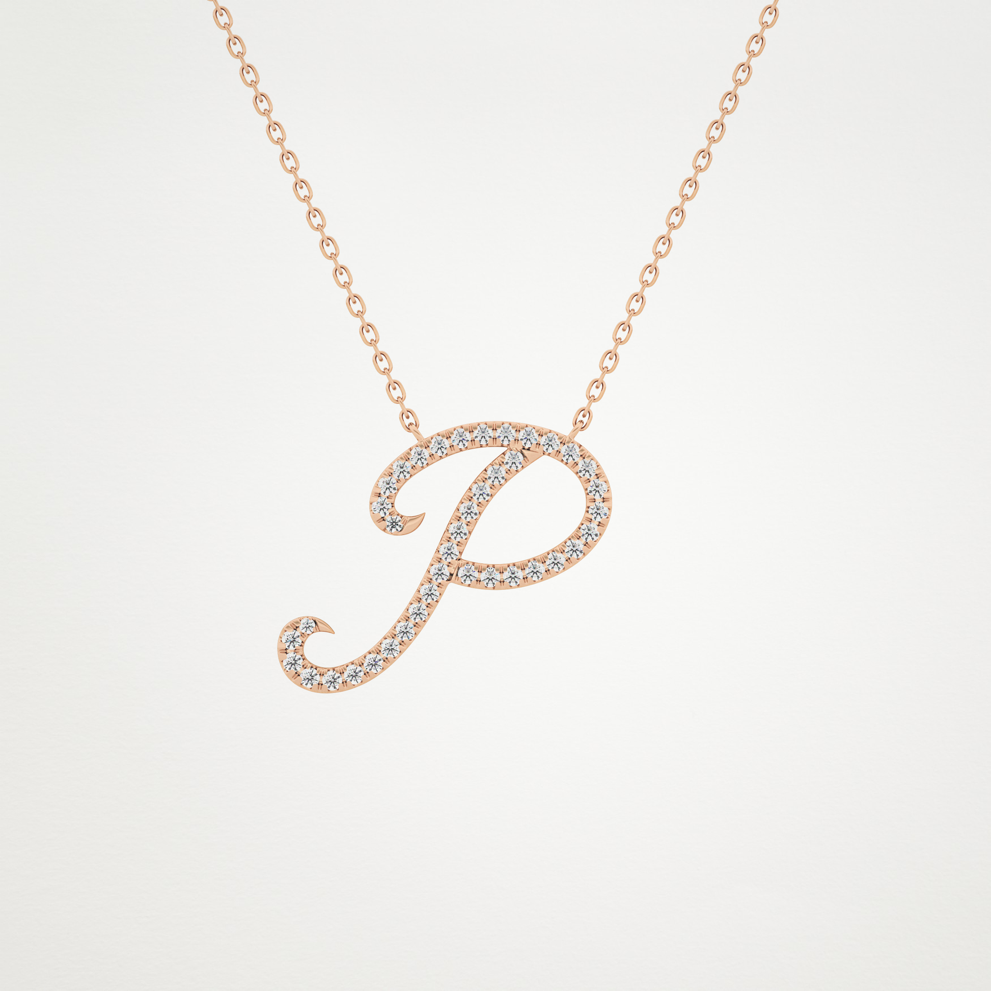 0.138 TCW Round Lab Grown Diamond P Initial Necklace