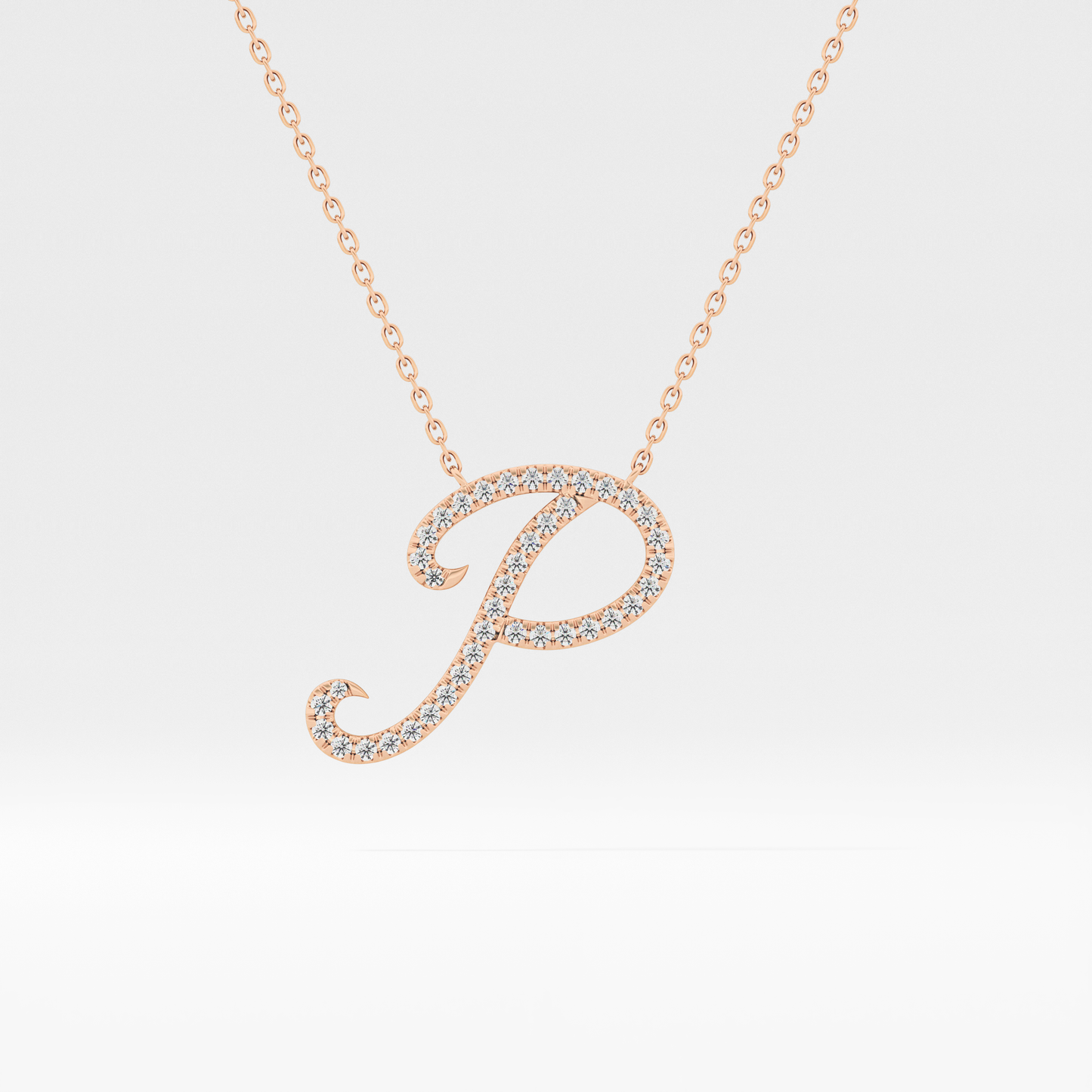 0.138 TCW Round Lab Grown Diamond P Initial Necklace