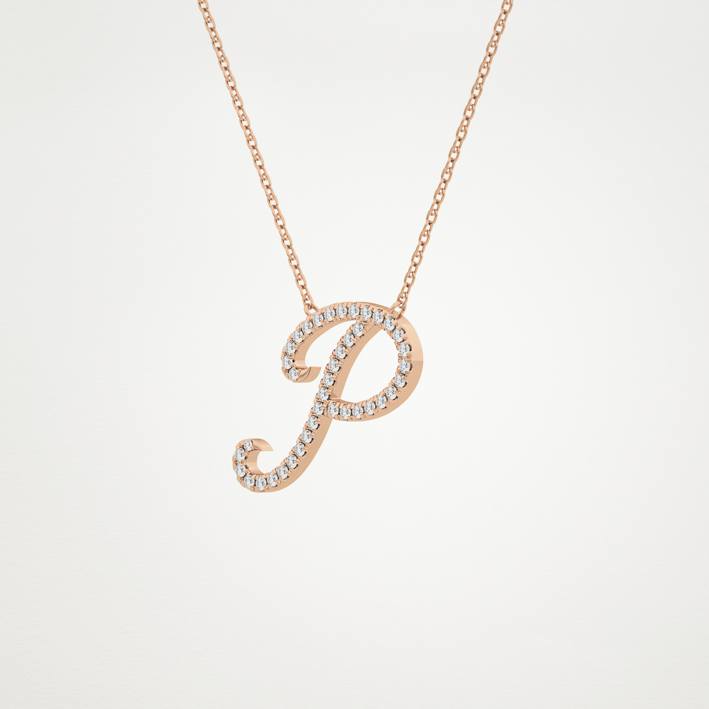 0.138 TCW Round Lab Grown Diamond P Initial Necklace
