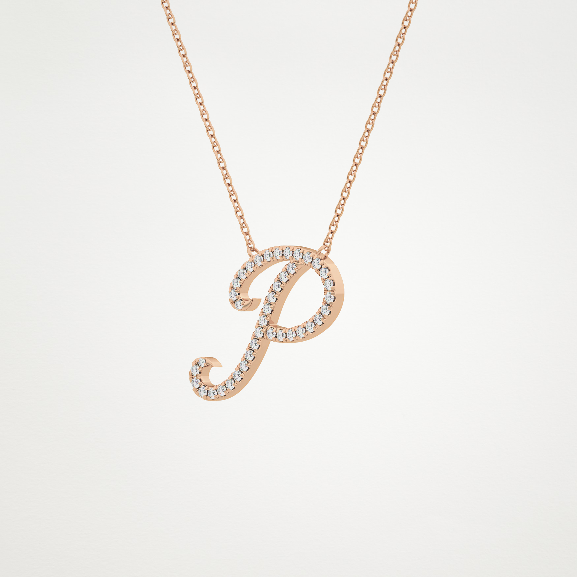 0.138 TCW Round Lab Grown Diamond P Initial Necklace