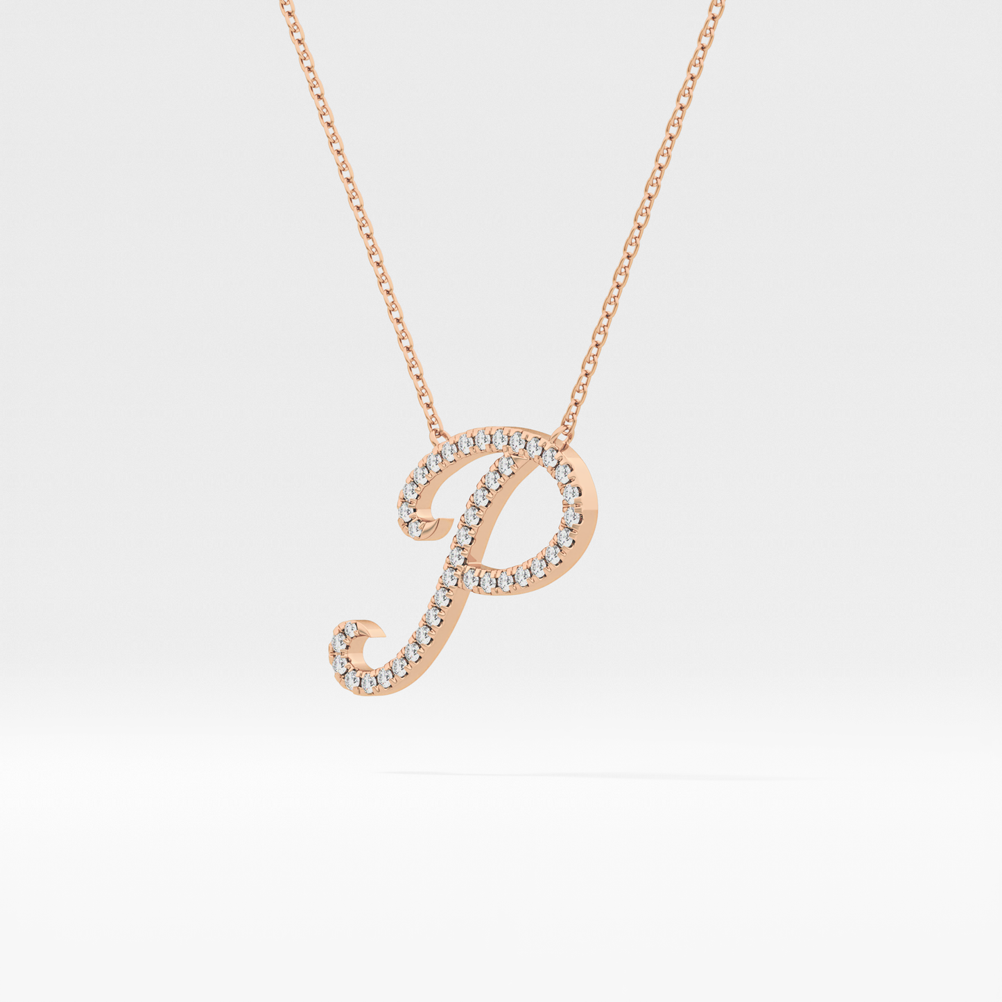 0.138 TCW Round Lab Grown Diamond P Initial Necklace