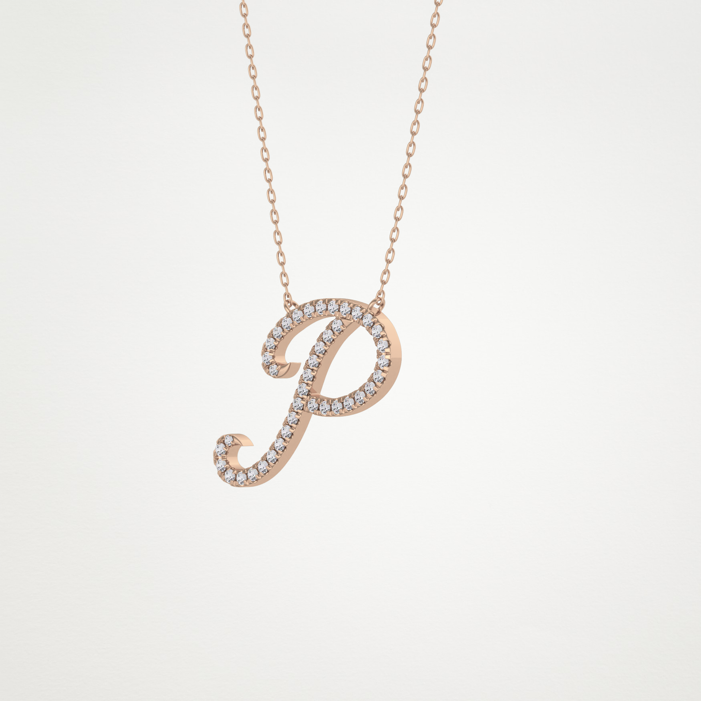 0.138 TCW Round Lab Grown Diamond P Initial Necklace