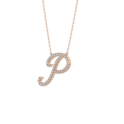 0.138 TCW Round Lab Grown Diamond P Initial Necklace