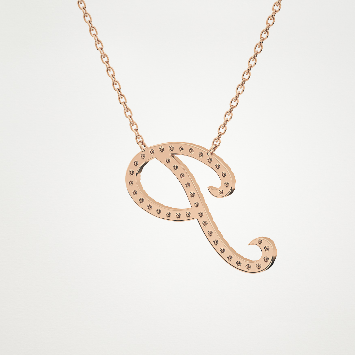 0.138 TCW Round Lab Grown Diamond P Initial Necklace