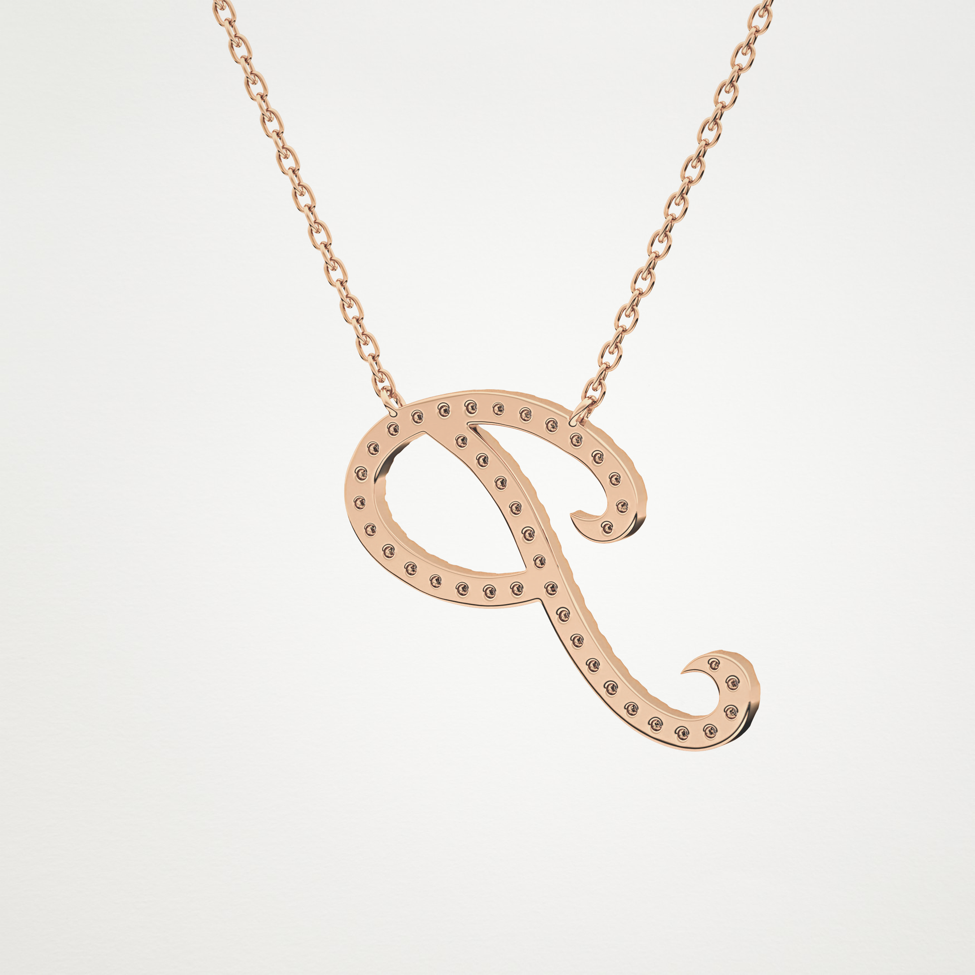 0.138 TCW Round Lab Grown Diamond P Initial Necklace