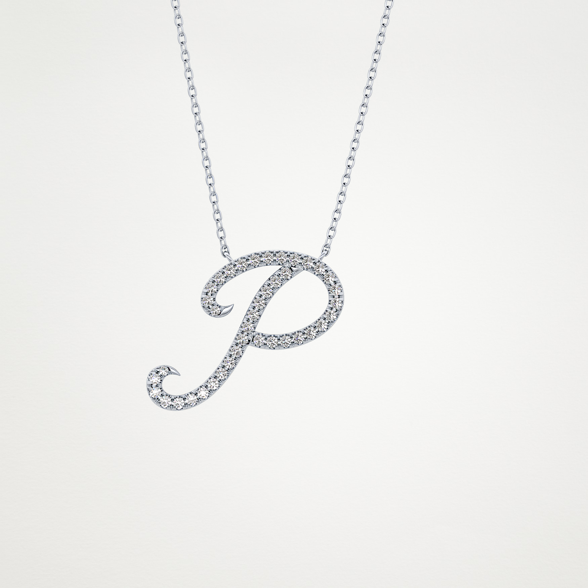 0.138 TCW Round Lab Grown Diamond P Initial Necklace