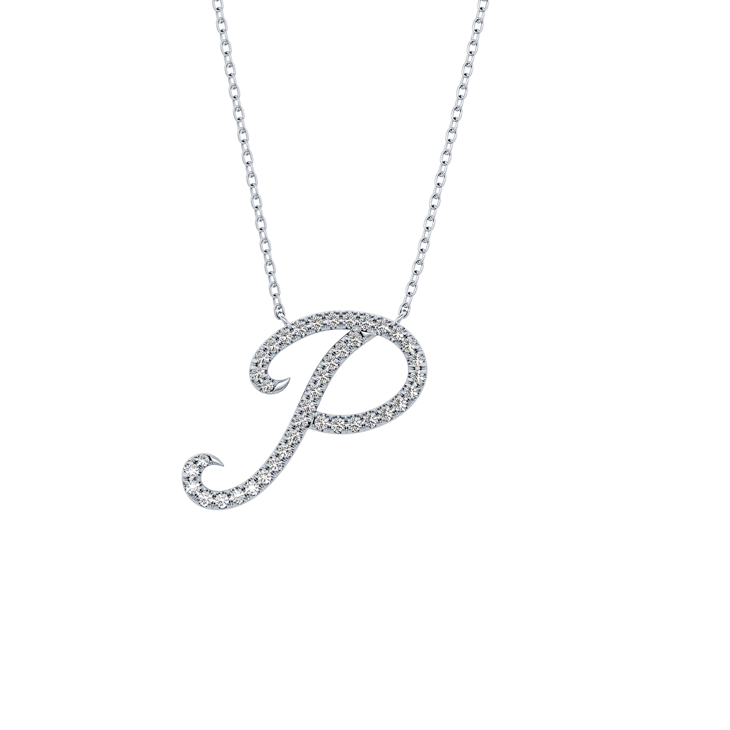 0.138 TCW Round Lab Grown Diamond P Initial Necklace
