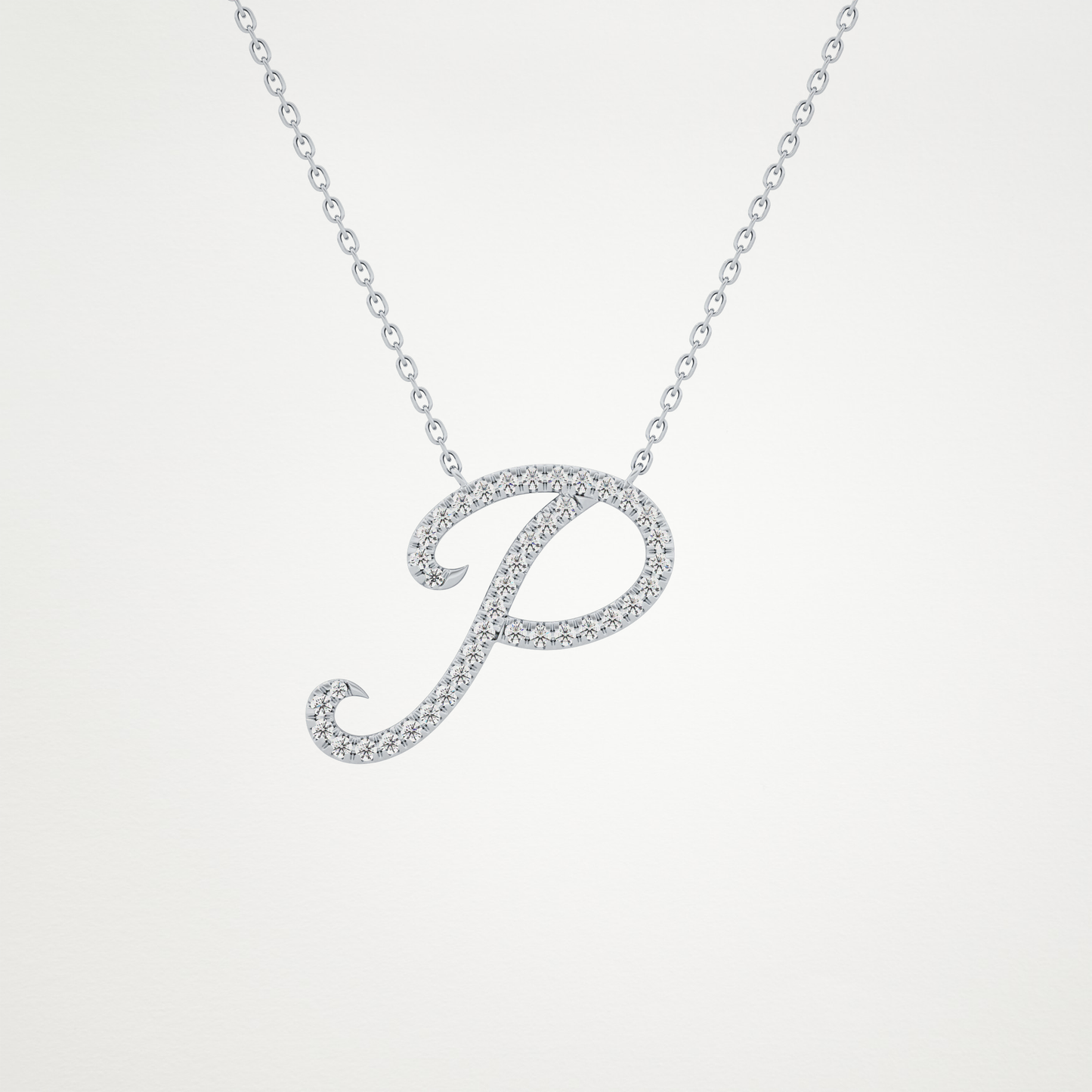 0.138 TCW Round Lab Grown Diamond P Initial Necklace