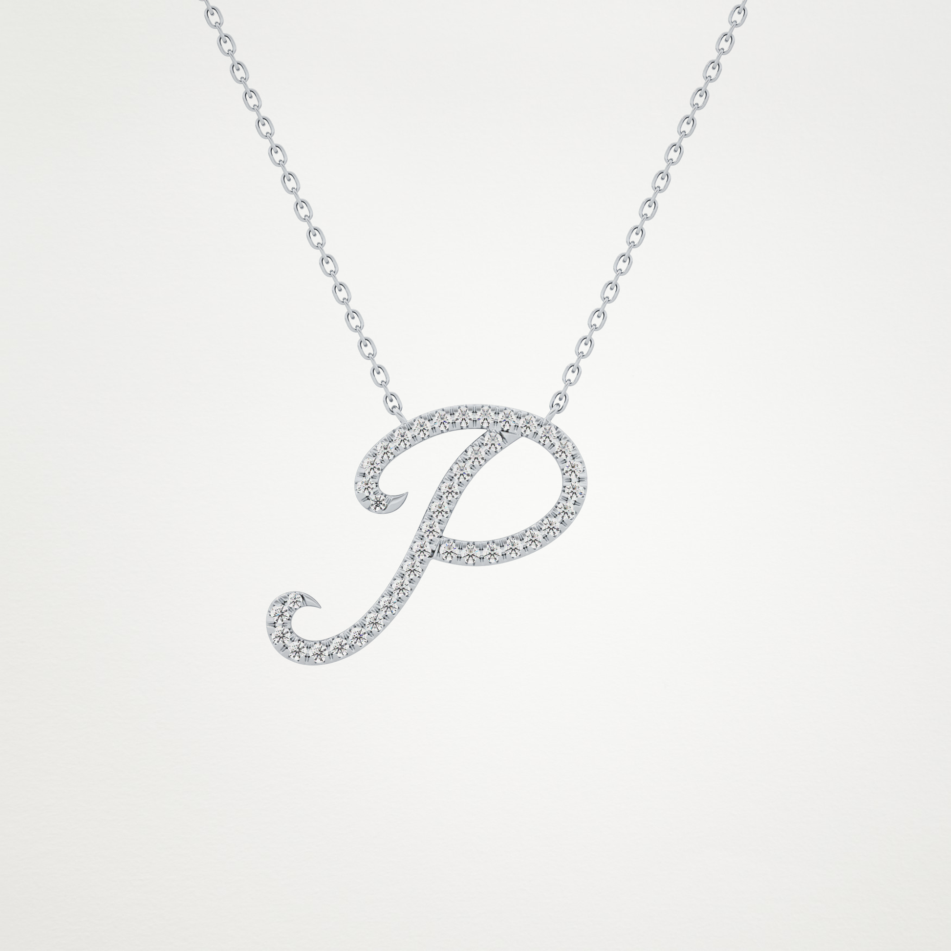0.138 TCW Round Lab Grown Diamond P Initial Necklace