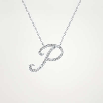 0.138 TCW Round Lab Grown Diamond P Initial Necklace