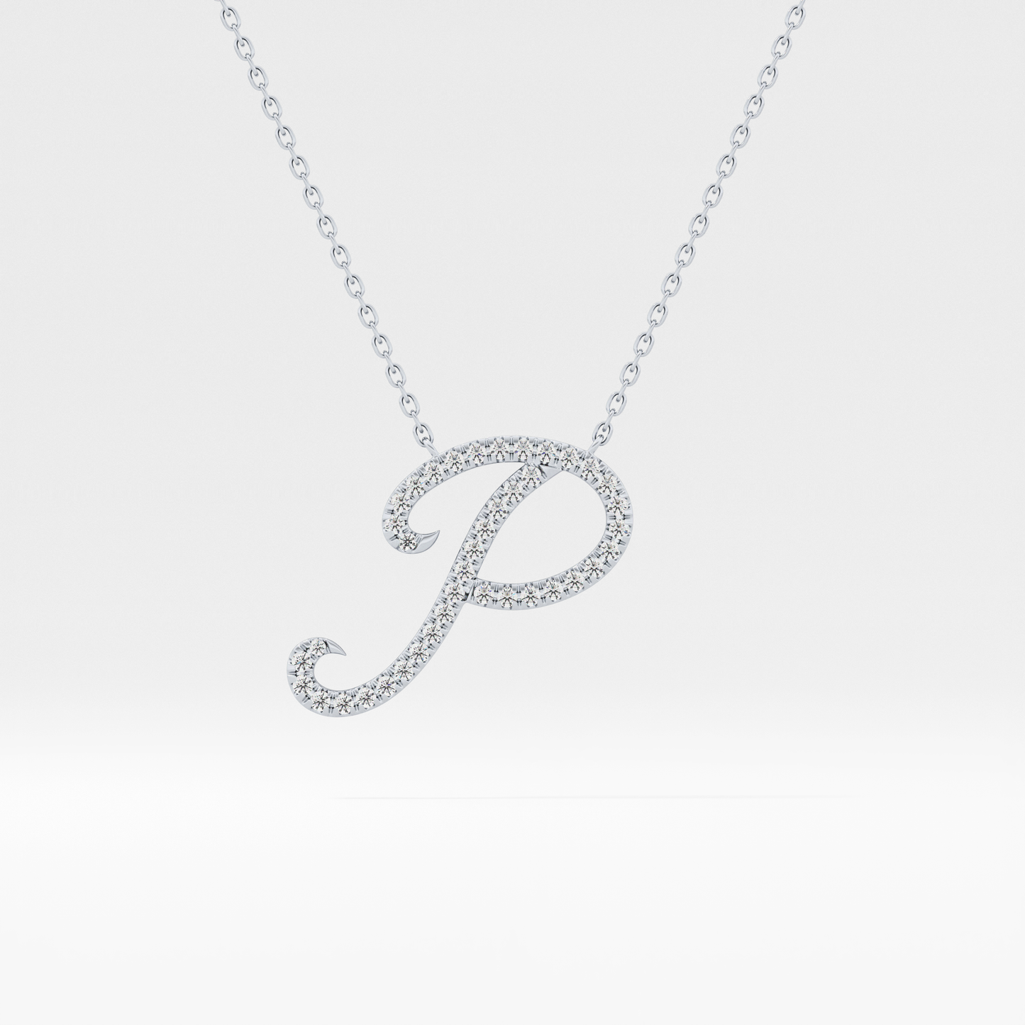 0.138 TCW Round Lab Grown Diamond P Initial Necklace