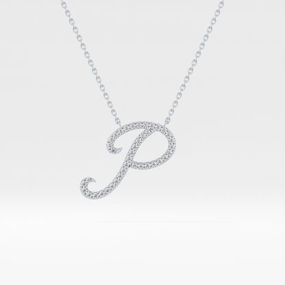0.138 TCW Round Lab Grown Diamond P Initial Necklace