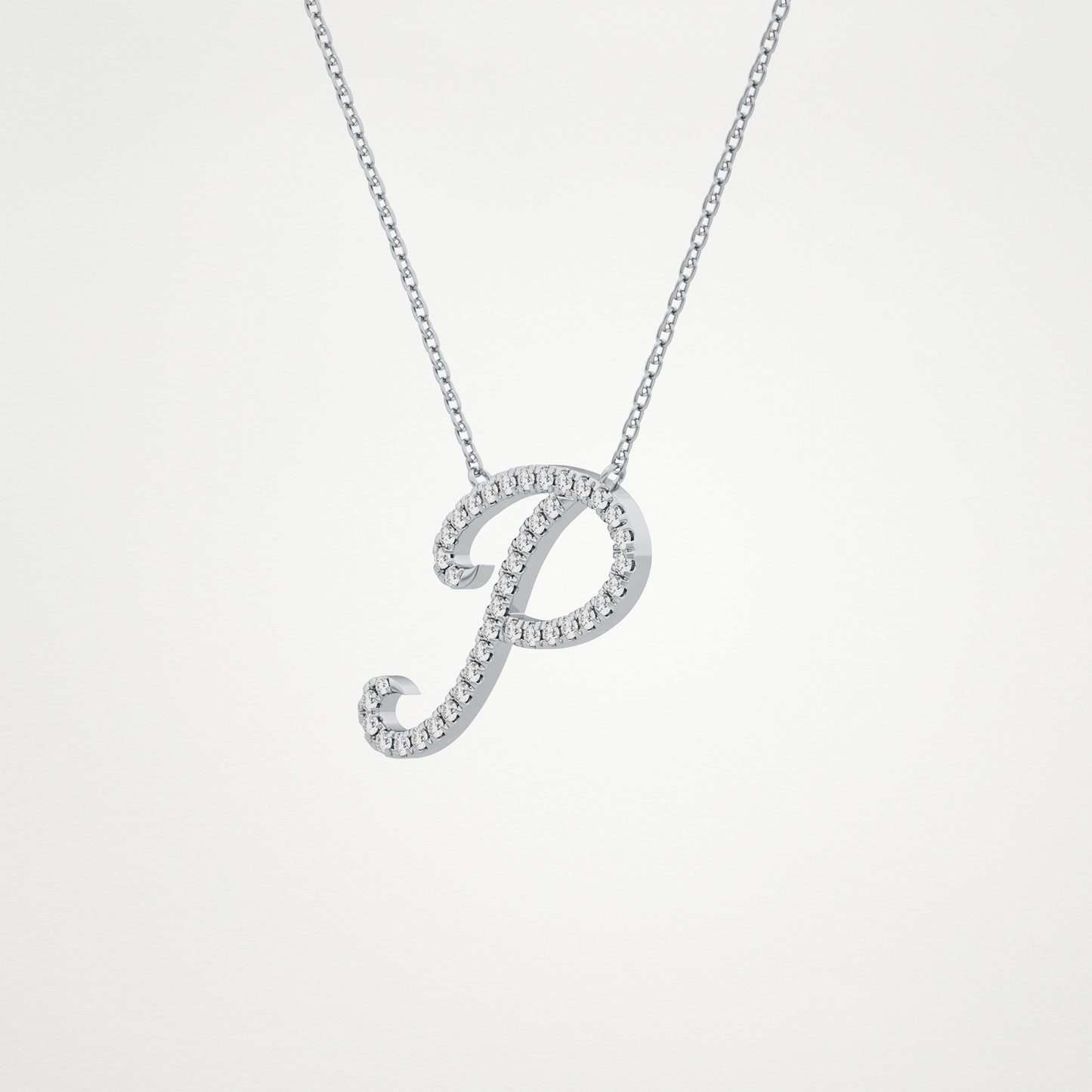 0.138 TCW Round Lab Grown Diamond P Initial Necklace