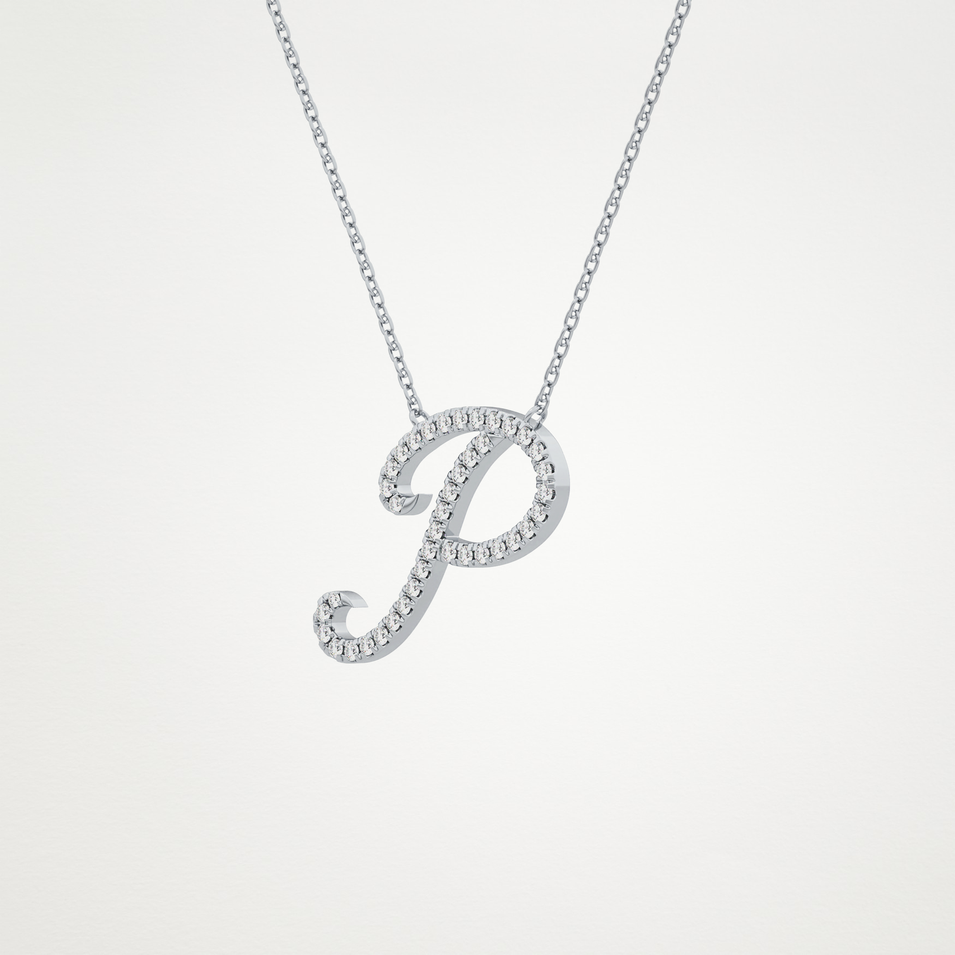 0.138 TCW Round Lab Grown Diamond P Initial Necklace