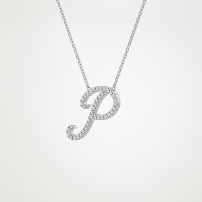 0.138 TCW Round Lab Grown Diamond P Initial Necklace