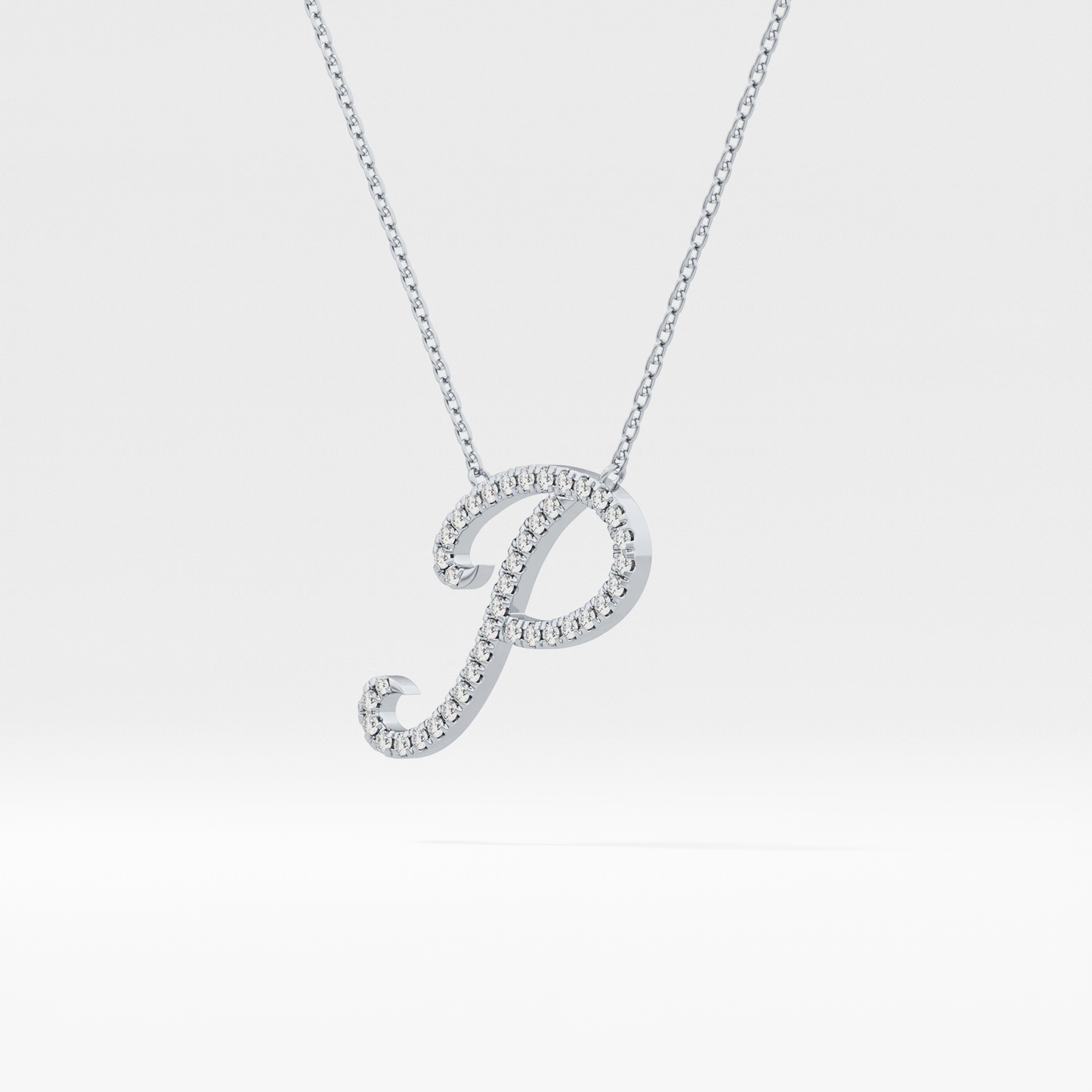 0.138 TCW Round Lab Grown Diamond P Initial Necklace