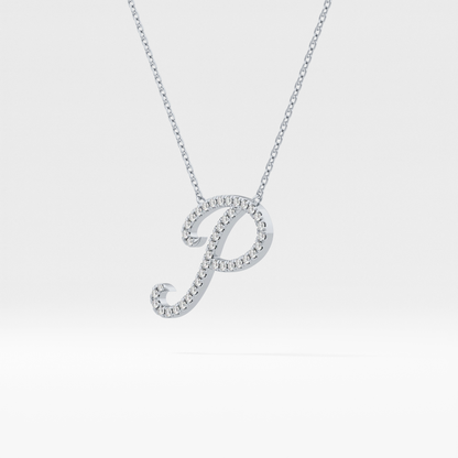 0.138 TCW Round Lab Grown Diamond P Initial Necklace