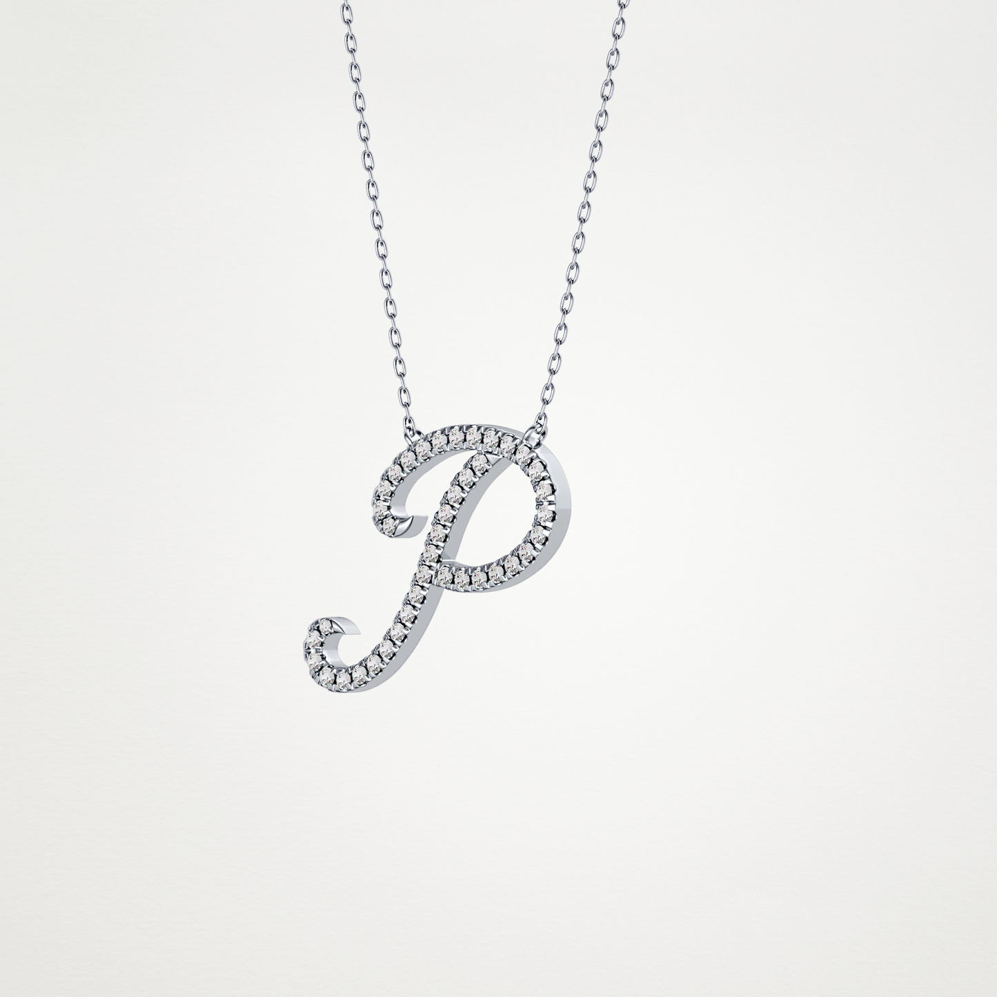 0.138 TCW Round Lab Grown Diamond P Initial Necklace