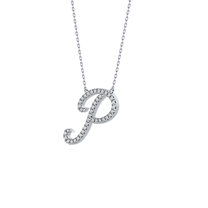 0.138 TCW Round Lab Grown Diamond P Initial Necklace