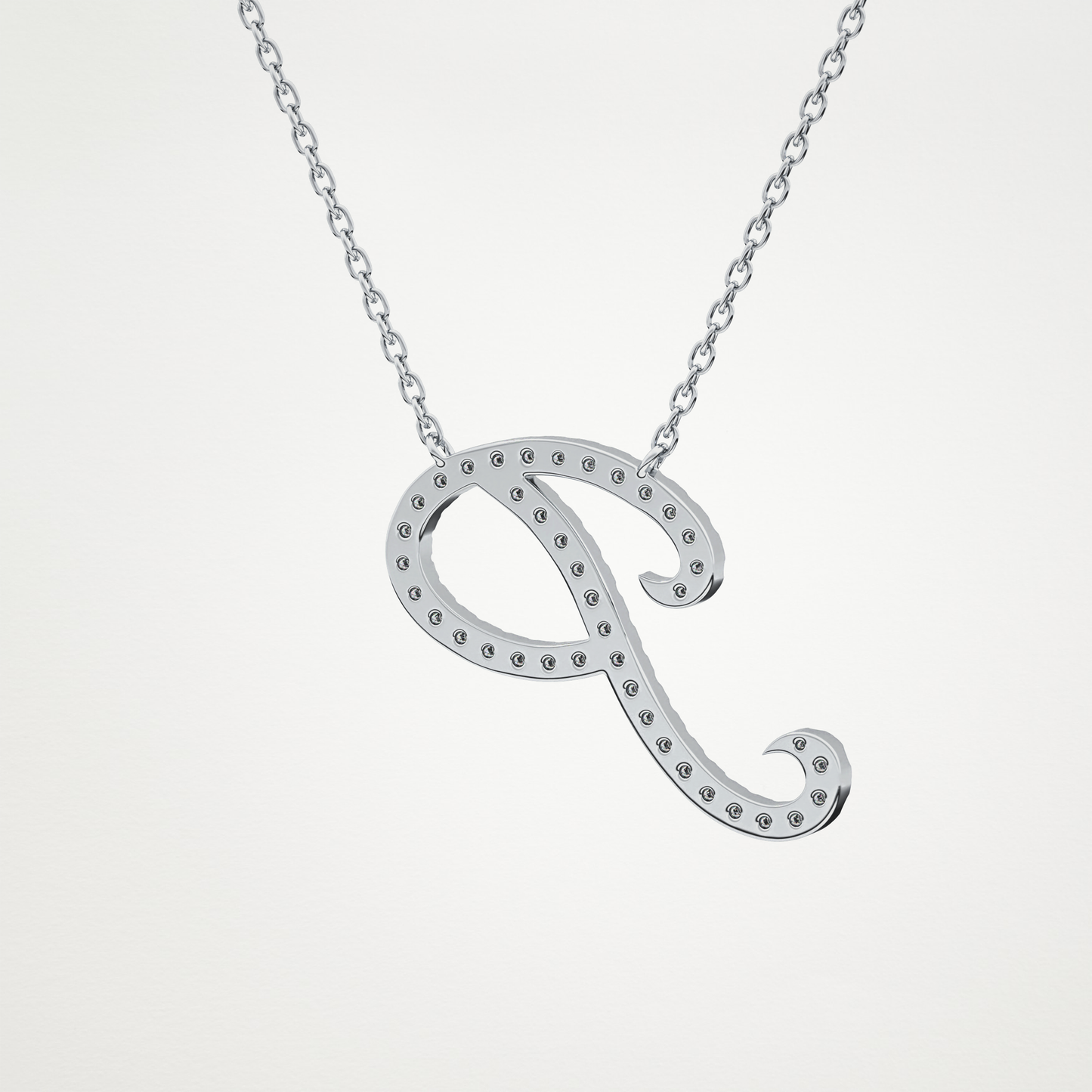 0.138 TCW Round Lab Grown Diamond P Initial Necklace