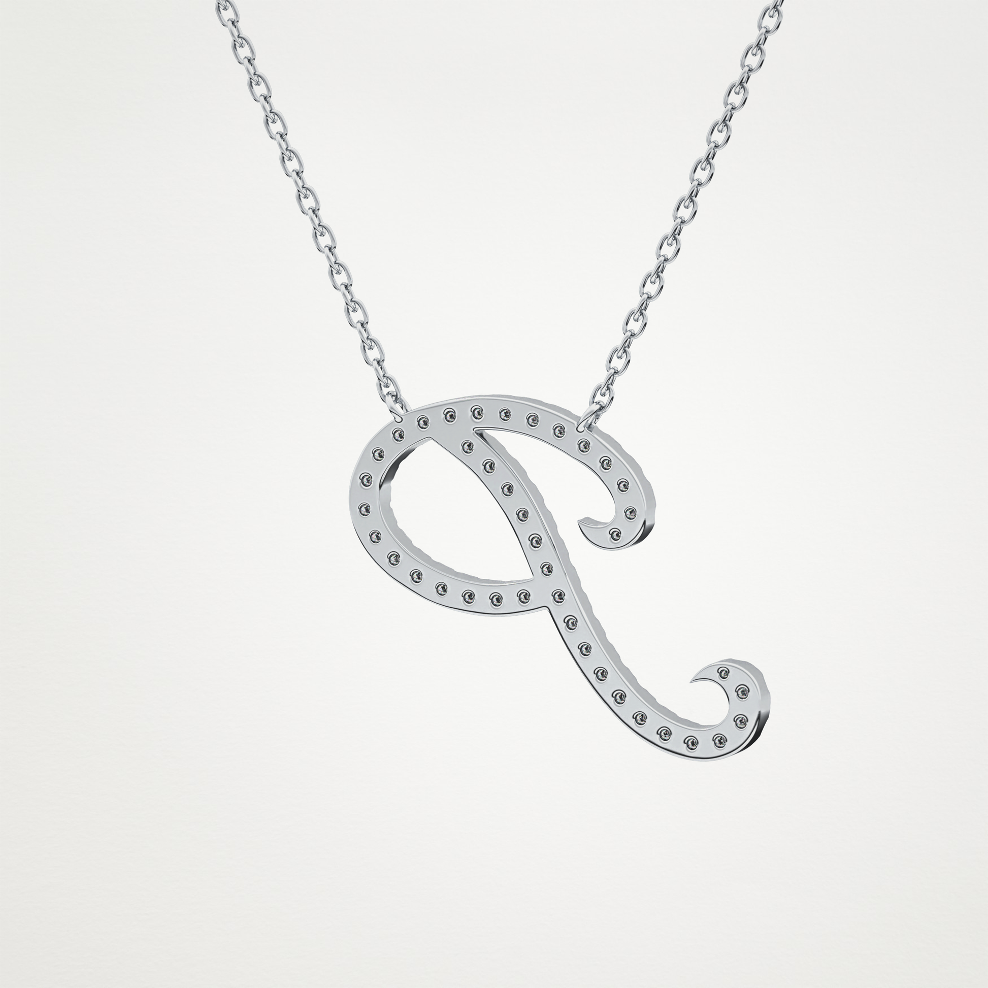 0.138 TCW Round Lab Grown Diamond P Initial Necklace