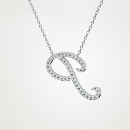 0.138 TCW Round Lab Grown Diamond P Initial Necklace