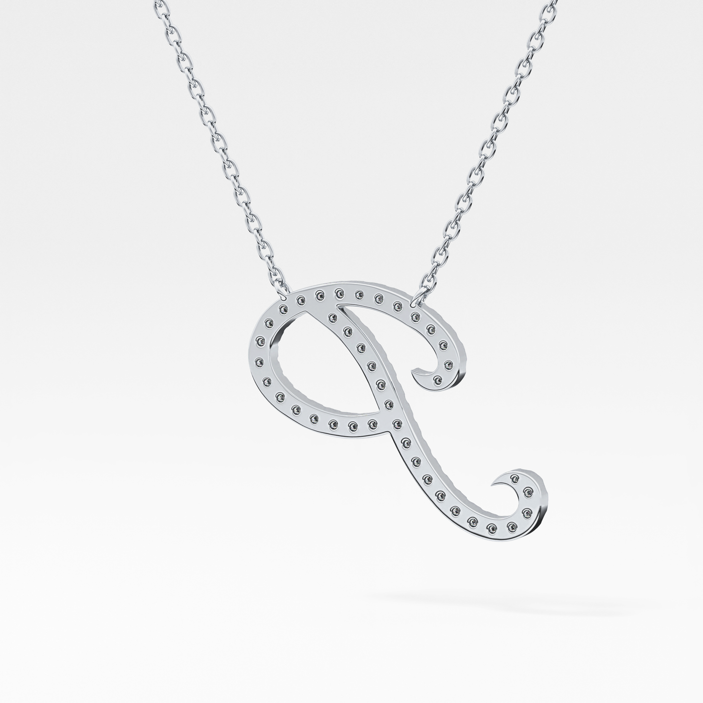 0.138 TCW Round Lab Grown Diamond P Initial Necklace