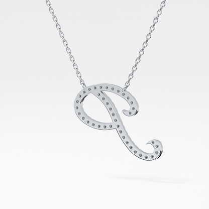 0.138 TCW Round Lab Grown Diamond P Initial Necklace