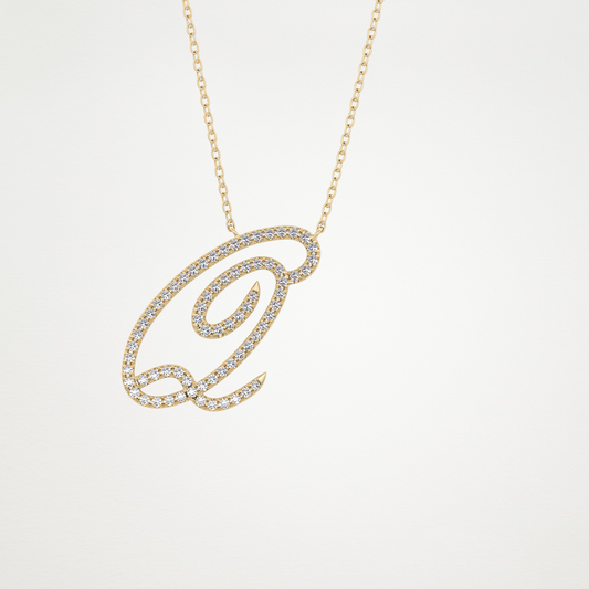 0.187 TCW Round Lab Grown Diamond Q Initial Necklace