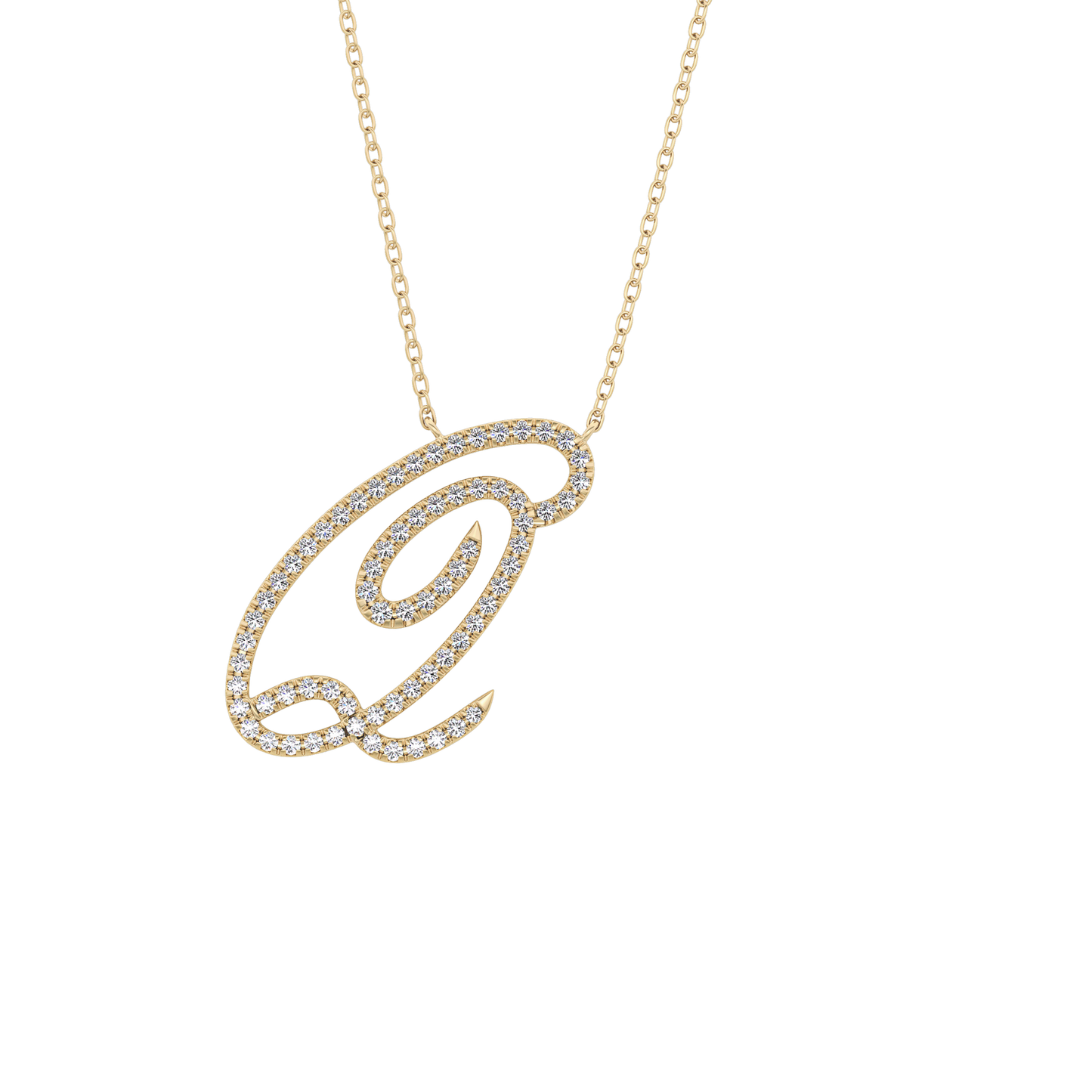 0.187 TCW Round Lab Grown Diamond Q Initial Necklace