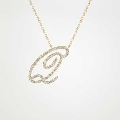 0.187 TCW Round Lab Grown Diamond Q Initial Necklace