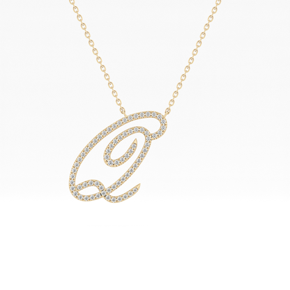 0.187 TCW Round Lab Grown Diamond Q Initial Necklace