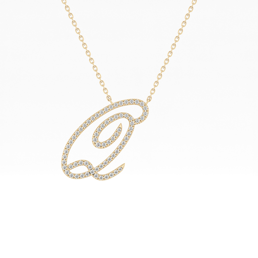 0.187 TCW Round Lab Grown Diamond Q Initial Necklace