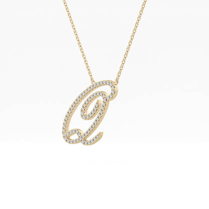0.187 TCW Round Lab Grown Diamond Q Initial Necklace
