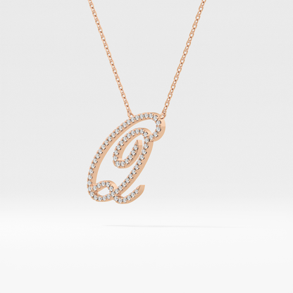 0.187 TCW Round Lab Grown Diamond Q Initial Necklace