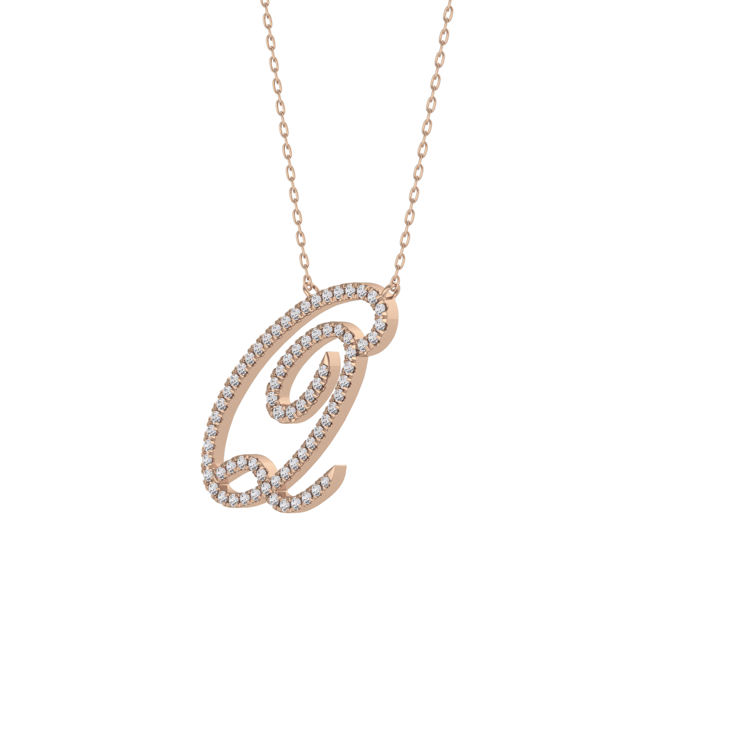 0.187 TCW Round Lab Grown Diamond Q Initial Necklace