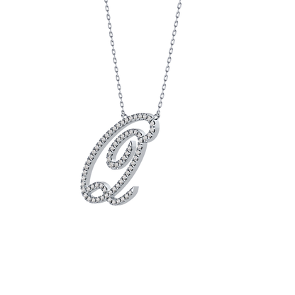 0.187 TCW Round Lab Grown Diamond Q Initial Necklace
