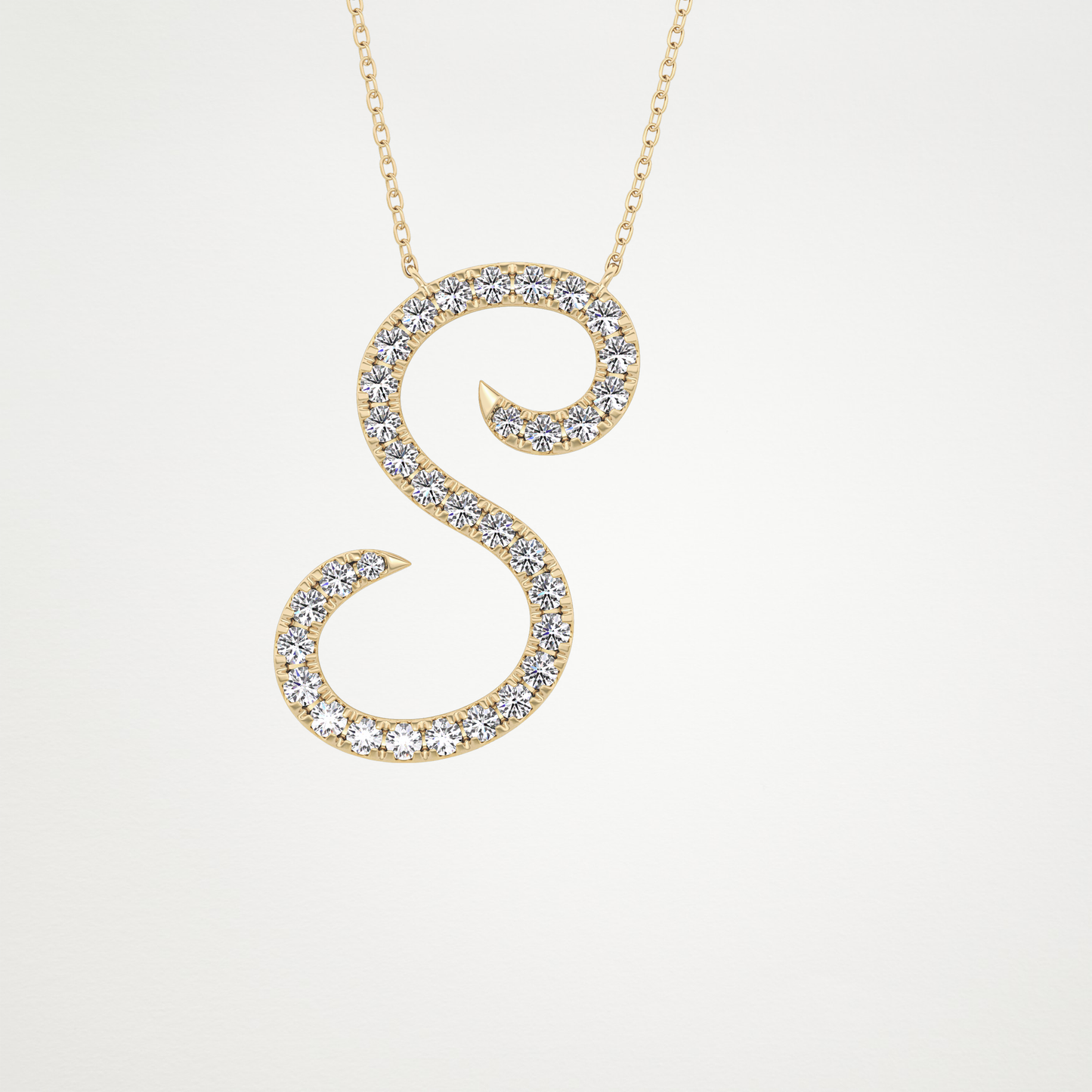 0.585 TCW Round Lab Grown Diamond S Initial Necklace