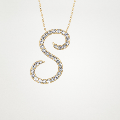 0.585 TCW Round Lab Grown Diamond S Initial Necklace